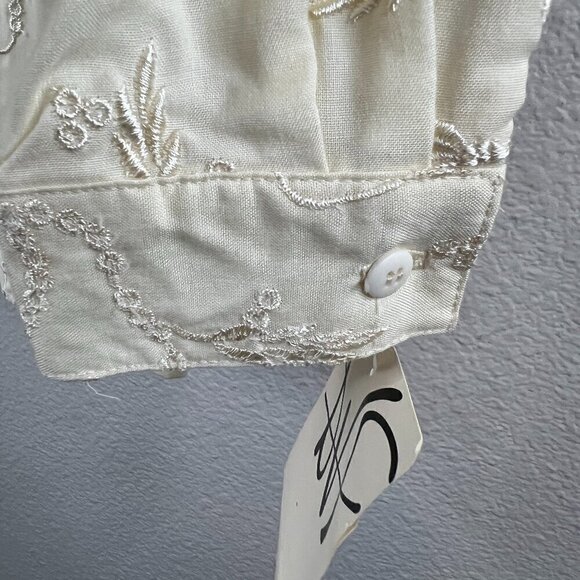 Vintage Diane Von Furstenberg Cream Floral Embroidered Long Sleeve Button Up NWT - Picture 9 of 12